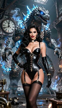 Leather Queen Commands Her Godzilla Kaiju