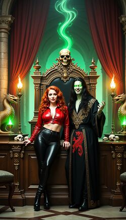 Dark Throne Chamber With Sorcerer And Fire Queen