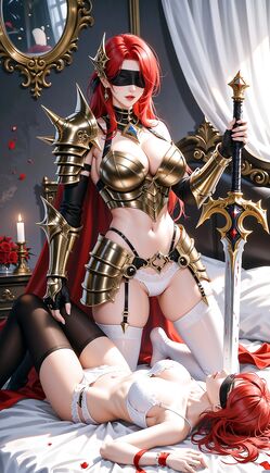Blindfolded Knight Dominates Bound Redhead Beauty