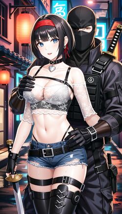 Neon Alley Seduction Sheer Top and Balaclava Intruder