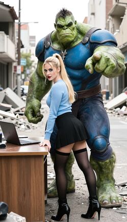 Blonde Survivor and Green Titan Urban Chaos Scene