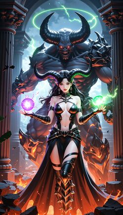 Infernal Sorceress Summoning Demonic Power