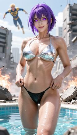 Purple-Haired Heroine in Post-Apocalyptic Pool