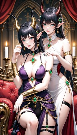 Twin Dark Elf Queens in Royal Seduction