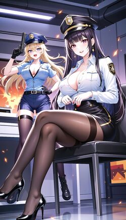 Seductive Secretary in Neon Cyberpunk