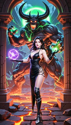 Sorceress Summoning Demonic Power