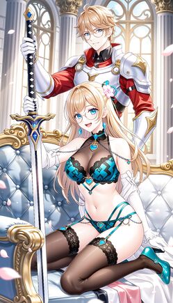 Blonde Lingerie Knight and Armored Warrior