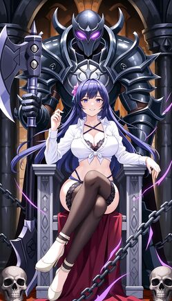 Brunette Seductress with Armored Dark Knight