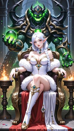 Enchanting White-Haired Elf Sorceress in Mystic Chamber