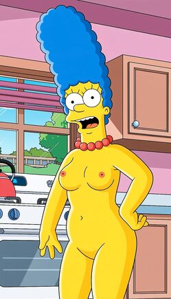 Nude Marge Simpson in Kitchen Surprise