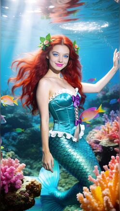 Enchanted Mermaid of the Crystal Coral Depths
