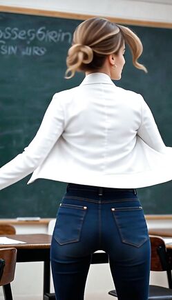 Sexy Teacher Outfit Tease in Classroom Setting