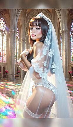 Bride Teases Massive Tits in Cathedral with Pasties & Veil