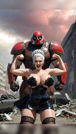 Post-Apocalyptic Heroine and Armored Giant Power Scene