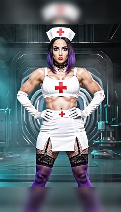 Powerful Purple-Haired Muscular Nurse Dominates Sci-Fi Fantasy