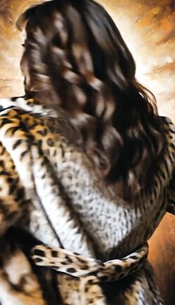 Wild Temptress in Leopard Fur Coat Sensual Desert Mirage