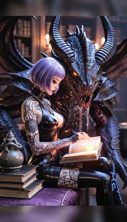 Purple-Haired Sorceress Awakens Forbidden Dragon Magic in Ancient Library