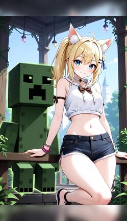 Creeper's Lair: Fox Girl's Pixelated Temptation