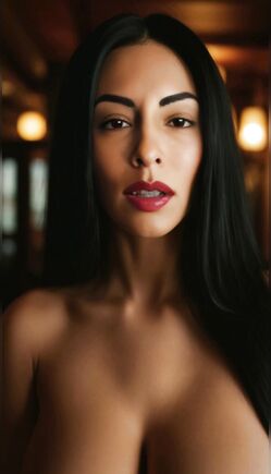 Stunning Brunette Nude Teases with Breast Caress in Luxurious Hall