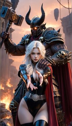 Seductive Blonde Tempts Horned Demon Lord in Flames
