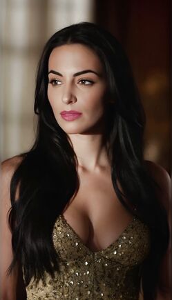 Elegant Brunette In Gold Dress Glamour Portrait