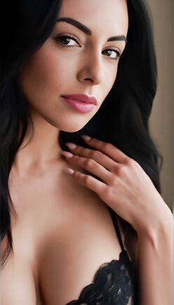 Captivating Brunette Model Posing in Elegant Black Lace