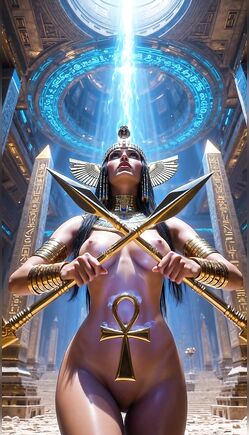 Stunning Nude Egyptian Goddess in Ancient Temple Fantasy