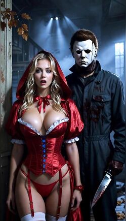 Blonde in Red Corset Seduced by Michael Myers