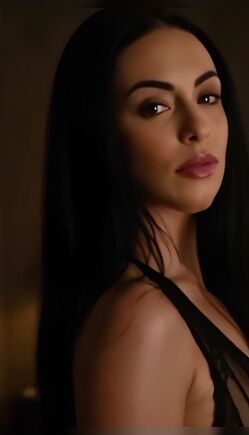 Midnight Gaze: Brunette Seduction in Shadowy Lamplight