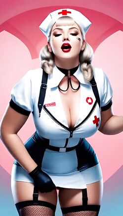 Busty Blonde Nurse Teases with Syringe in Sexy Outfit