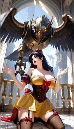 Snow White in Sexy Cosplay Fights Massive Demon Bird