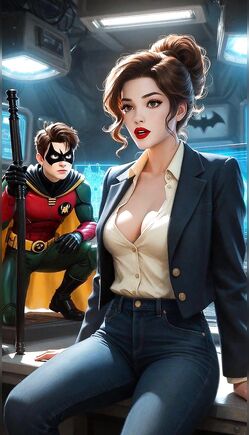 Batgirl in Tight Suit Teases Robin in Futuristic Control Room