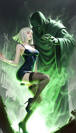 Ethereal Ghost Captures Seductive Anime Girl in Dark Fantasy