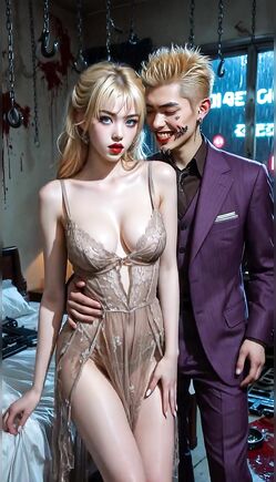 Glamorous Blonde in Revealing Dress with Handsome Suited Man