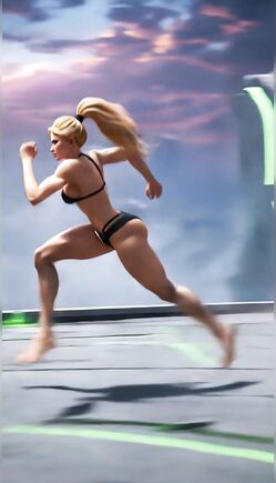 Sexy Blonde in Swimsuit Rides Winter Soldier Cyborg