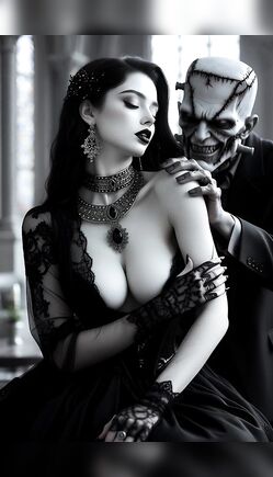 Gothic Bride Seduced by Frankenstein Monster