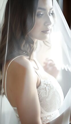 Seductive Bride Unveiled in White Lace Lingerie