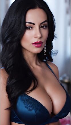 Stunning Black-Haired Beauty Teases in Blue Lingerie