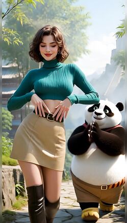 Sexy Asian Babe Poses with Po in Mountains
