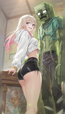 Blonde Girl Twerking for Creepy Monster