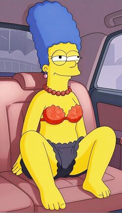 Sexy Marge Simpson in Lingerie Inside the Car