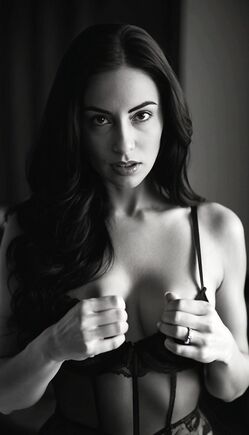 Black and White Portrait of Seductive Woman in Lingerie