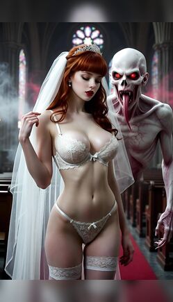 Redhead Bride Seduced by Demonic Skull Monster