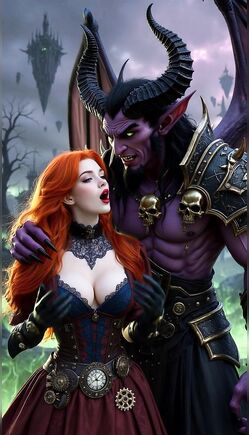 Dark Fantasy Romance with Demon Lord and Redhead Woman