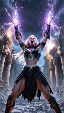 Stormborn Warrior Channeling Lightning Power in Ruins
