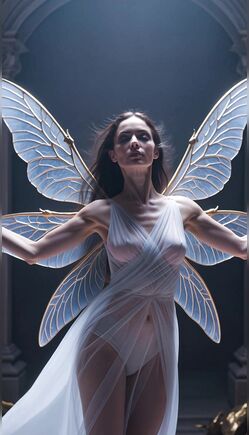 Ethereal Angel Emerges in Soft Flowing Light