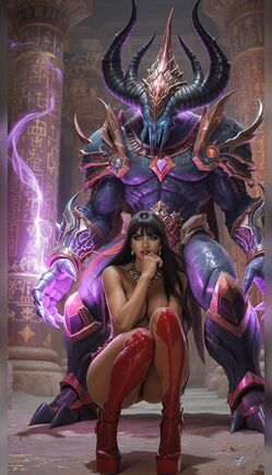 Demon Overlord Dominates Woman in Dark Fantasy Throne