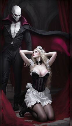 Masked Vampire Controls Enchanted Maid in Gothic Ritual