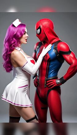 Purple-Haired Nurse Flirts with Spider-Man