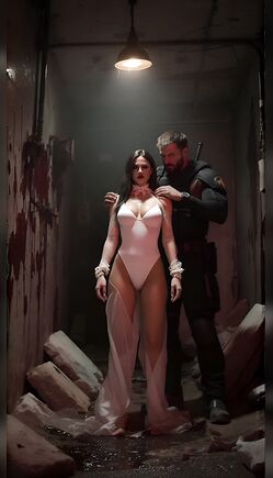 Tifa Lockhart Inspired Brunette in White Bodysuit and Guard